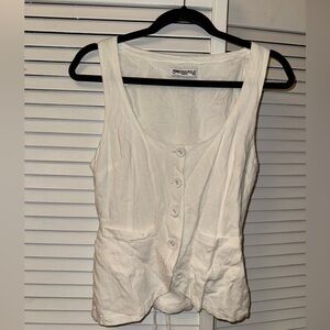 Princess Polly White Button-Down Sleeveless Top